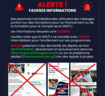 Alerte ! Eventuelles inscriptions pour du financement ou de la formation: La Der/Fj dénonce de fausses informations