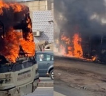 Incendie soudain d’un bus Dakar Dem Dikk à Thiaroye