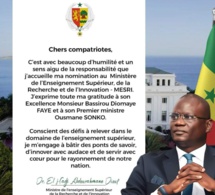 Gouvernement d'Ousmane Sonko : Réaction d'El Hadji Abdourahmane Diouf aprés sa nomination