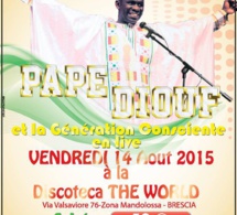 Le 14 Août Pape Diouf en live à la Discoteca The World via valsaviore 76 zone Mandolossa Brescia.