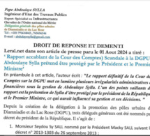 Suite à l’article de Leral.net, « Rapport accablant de la Cour des comptes ou scandale à la DGPU » : Abdoulaye Sylla dément et précise…