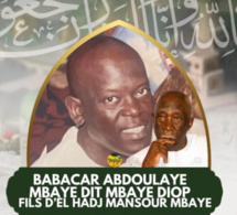 Nécrologie: El Hadj Mansour Mbaye perd son fils Babacar Abdoulaye Mbaye